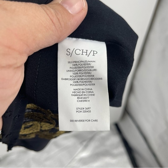 CAbi Swiss Dot Floral Style 3697 Occasion Dress black gold Sz S long sleeve - Picture 5 of 8